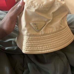 Tan Prada hat